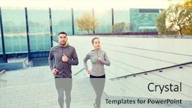  Presentation with upstairs - Slides enhanced with concept - happy couple running upstairs background and a  colored foreground