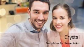  Presentation with people mall - Cool new PPT theme with concept - happy couple taking self backdrop and a  colored foreground