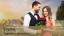  Presentation with relationships - Theme consisting of concept - happy couple with bunch background and a coral colored foreground