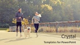  Presentation with lifestyle - PPT theme consisting of concept - happy couple with dog background and a lemonade colored foreground