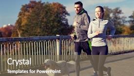  Presentation with lifestyle - PPT theme having concept - happy couple with dog background and a violet colored foreground