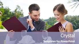  Presentation with dating - Slide deck featuring concept - happy couple with menu background and a light blue colored foreground