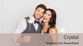  Presentation with happy holidays - Theme enhanced with concept - happy couple with sparkler background and a mint green colored foreground