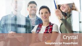  Presentation with creative writing - PPT layouts enhanced with concept - happy creative team writing background and a coral colored foreground