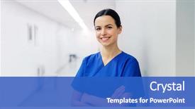  Presentation with healthcare - PPT theme with concept - happy doctor or nurse background and a cobalt blue colored foreground