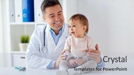  Presentation with baby medical - Amazing PPT layouts having concept - happy doctor or pediatrician backdrop and a lemonade colored foreground