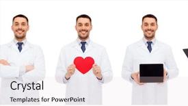  Presentation with cardiology concept - Cool new theme with concept - happy doctors with red backdrop and a lemonade colored foreground