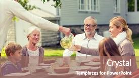  Presentation with happy holiday - Cool new slide deck with concept - happy family having holiday backdrop and a coral colored foreground