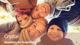  Presentation with childhood - PPT theme enhanced with concept - happy family in autumn background and a coral colored foreground