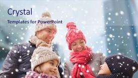  Presentation with winter family - Colorful theme enhanced with concept - happy family in winter backdrop and a sky blue colored foreground