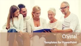  Presentation with family photo - Audience pleasing presentation theme consisting of concept - happy family with book backdrop and a coral colored foreground