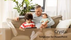 Presentation with happy baby - Colorful slides enhanced with concept - happy father with preteen backdrop and a coral colored foreground