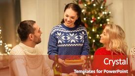  Presentation with happy birthday frame holiday - Presentation design consisting of concept - happy friends having christmas background and a tawny brown colored foreground