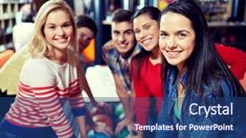  Presentation with handicap sport - Slide deck with concept - happy friends in bowling background and a ocean colored foreground