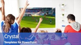  Presentation with victory sport - PPT theme consisting of concept - happy friends or football background and a teal colored foreground