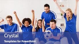  Presentation with victory sport - Beautiful PPT layouts featuring concept - happy friends or football backdrop and a ocean colored foreground