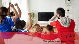  Presentation with victory sport - PPT theme enhanced with concept - happy friends or football background and a  colored foreground