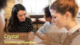  Presentation with restaurant menu - Cool new PPT theme with concept - happy friends reading menu backdrop and a tawny brown colored foreground