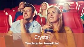  Presentation with movie theater - Amazing PPT layouts having concept - happy friends watching movie backdrop and a coral colored foreground
