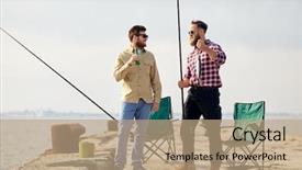  Presentation with sea fishing - Presentation design enhanced with fishing rods fish and beer background and a light gray colored foreground