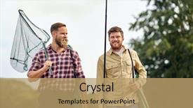  Presentation with fishing net - Cool new theme with concept - happy friends with fishing backdrop and a coral colored foreground