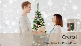  Presentation with christmas holidays - Cool new presentation theme with concept - happy husband giving christmas backdrop and a mint green colored foreground