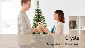  Presentation with christmas holidays - Audience pleasing slide deck consisting of concept - happy husband giving christmas backdrop and a mint green colored foreground