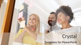  Presentation with team planning - Beautiful PPT theme featuring concept - happy international creative team backdrop and a soft green colored foreground