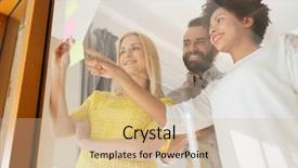  Presentation with office management - PPT layouts having concept - happy international creative team background and a soft green colored foreground