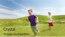  Presentation with childhood - Colorful slide deck enhanced with concept - happy little boys play backdrop and a yellow colored foreground