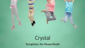  Presentation with school board - Colorful PPT layouts enhanced with concept - happy little girl jumping backdrop and a mint green colored foreground