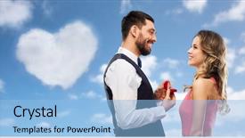  Presentation with proposal blue - Slides featuring concept - happy man giving diamond background and a light blue colored foreground