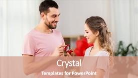  Presentation with love - Theme featuring concept - happy man giving diamond background and a coral colored foreground