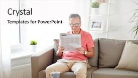  Presentation with mass media - Presentation featuring concept - happy man in glasses background and a white colored foreground