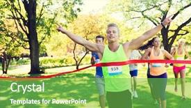  Presentation with victory sport - Audience pleasing slides consisting of concept - happy man winning race backdrop and a seafoam green colored foreground