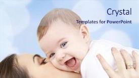  Presentation with mother child - PPT theme consisting of concept - happy mother with baby background and a sky blue colored foreground