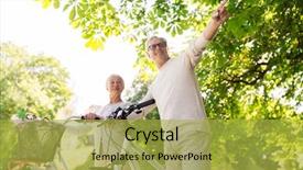  Presentation with old couple walking - Amazing presentation theme having concept - happy senior couple walking backdrop and a yellow colored foreground