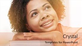  Presentation with knowledge - Theme having concept - happy smiling african american background and a  colored foreground