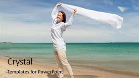  Presentation with people - Amazing presentation having concept - happy woman with shawl backdrop and a coral colored foreground