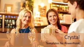  Presentation with birthday celebration - PPT theme with concept - happy women giving birthday background and a coral colored foreground