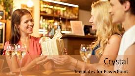  Presentation with birthday celebration - Beautiful presentation design featuring concept - happy women giving birthday backdrop and a gold colored foreground