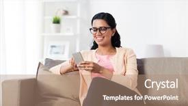  Presentation with information communication technology - PPT layouts having concept - happy young indian woman background and a coral colored foreground