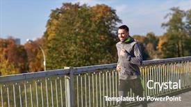  Presentation with lifestyle - Slides enhanced with concept - happy young man running background and a tawny brown colored foreground