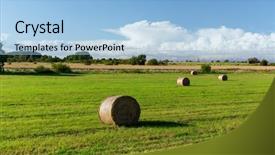  Presentation with hay field - Presentation consisting of concept - haystacks or hay roll background and a light blue colored foreground