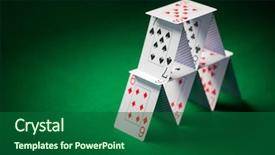  Presentation with hazard - Amazing slide set having concept - house of playing cards backdrop and a forest green colored foreground