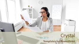  Presentation with nonverbal business communication - Beautiful presentation design featuring concept - indian businesswoman or helpline backdrop and a soft green colored foreground