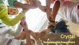  Presentation with education teamwork - Beautiful PPT theme featuring concept - international students making circle backdrop and a tawny brown colored foreground