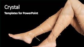  Presentation with pain - Beautiful slide deck featuring legs pain concept - legs tied backdrop and a black colored foreground