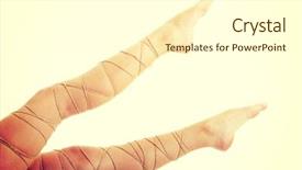  Presentation with pain - Presentation theme featuring legs pain concept - legs tied background and a cream colored foreground