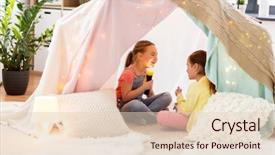  Presentation with teepee - Audience pleasing PPT theme consisting of concept - little girls with torch backdrop and a lemonade colored foreground